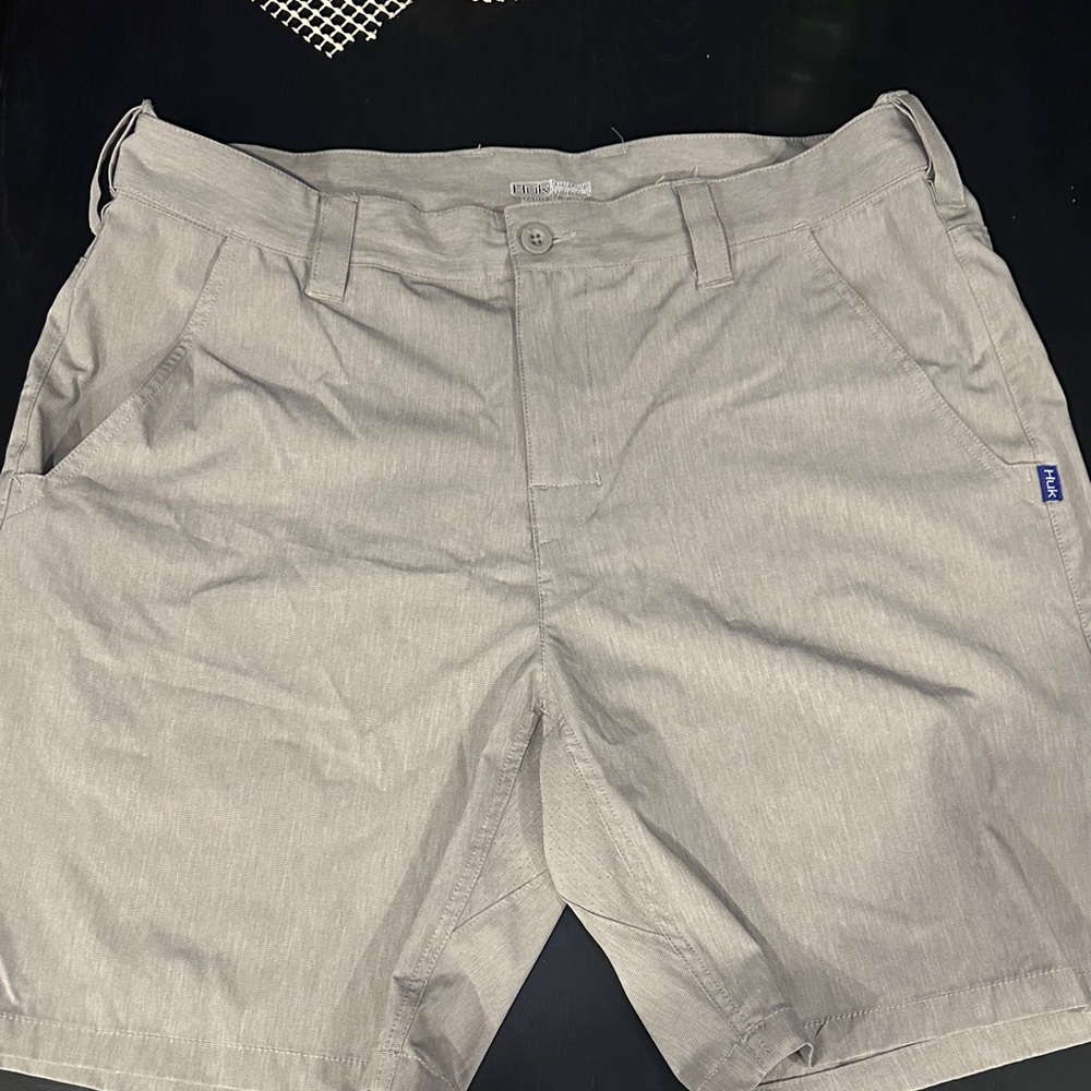 Huk Light Gray Flat Front Men's Shorts